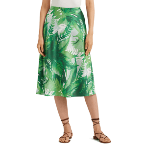 Lauren Ralph Lauren Palm Frond-Print Charmeuse Midi Skirt